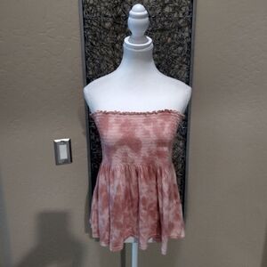 Victoria's Secret Tee Shop Pink Tie-Dye Strapless Top